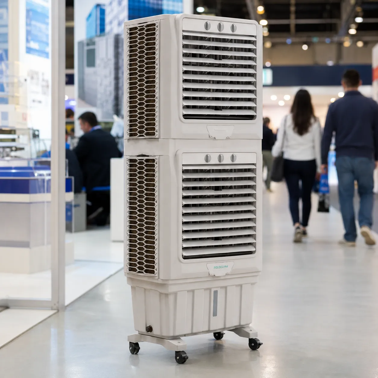 Climatizador evaporativo Chiller Peças Duplo em feira de exposição